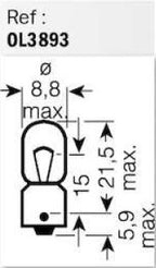 Osram - Ampoule Témoin avec Culot - 12V 4W Ba9s
