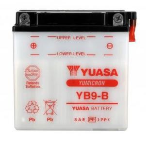 Batterie YUASA type YB9-B (livrée sans acide)