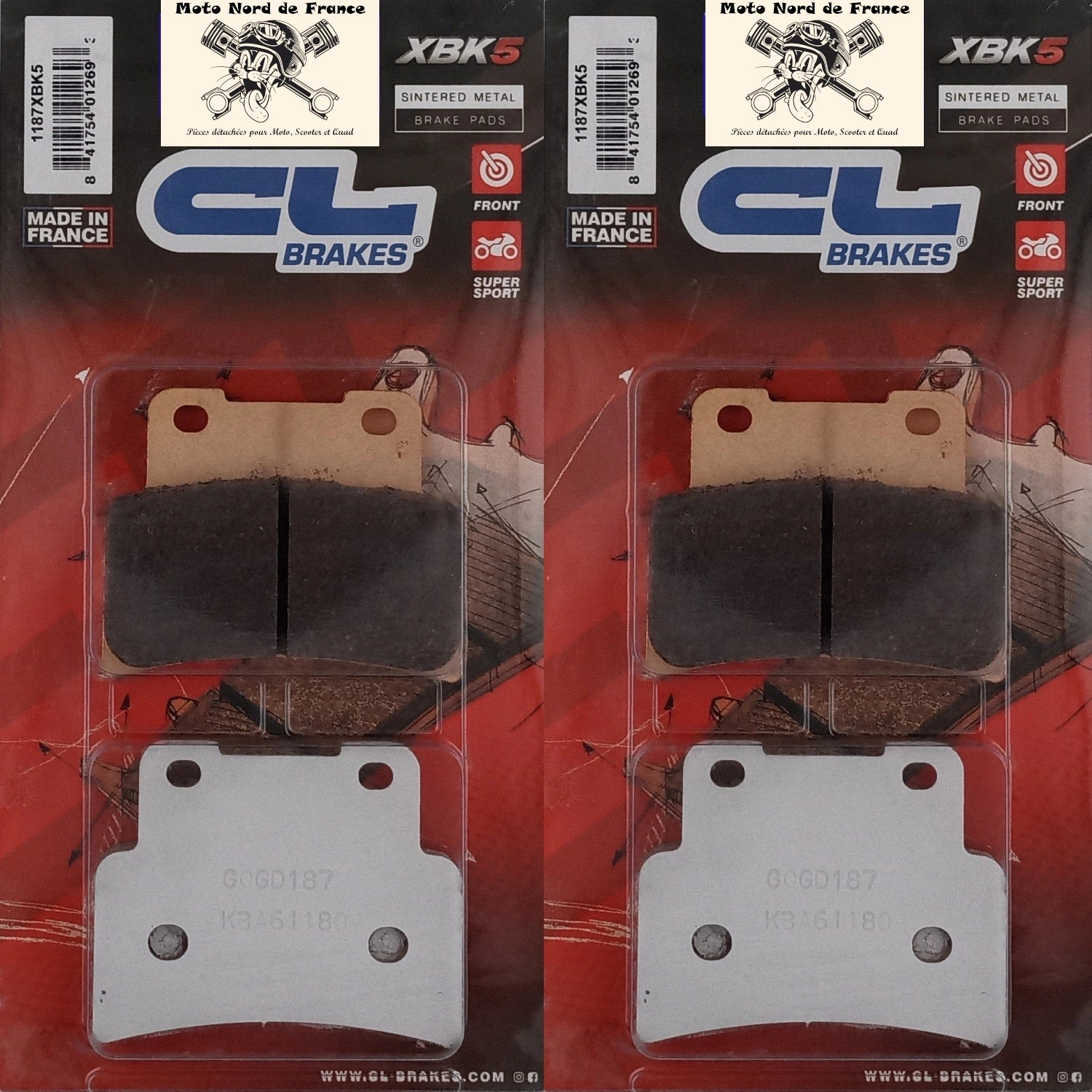 Plaquettes Carbone Lorraine de frein avant - Aprilia 750 Shiver GT /ABS 2009-2012