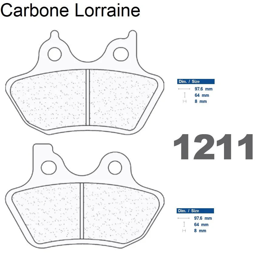 Plaquettes Carbone Lorraine de frein arrière Harley Davidson 1584 Street Glide FLHX 2007