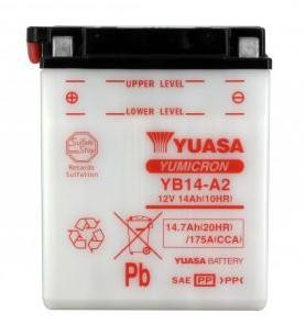 Batterie YUASA type YB14-A2 (livrée sans acide)
