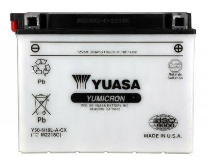 Batterie YUASA type Y50-N18L-A (livrée sans acide)