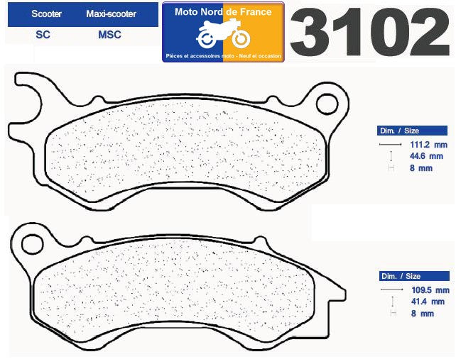 Plaquettes de frein Carbone Lorraine type 3102 SC