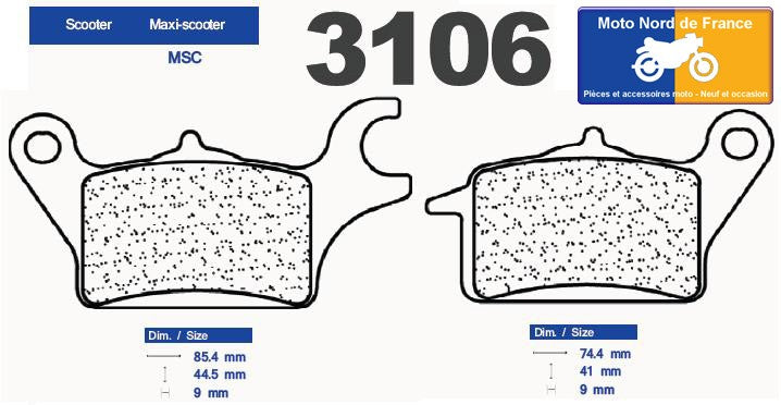 Plaquettes de frein Carbone Lorraine type 3106 MSC