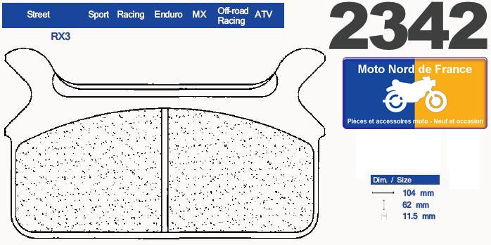 Plaquettes de frein Carbone Lorraine type 2342 RX3