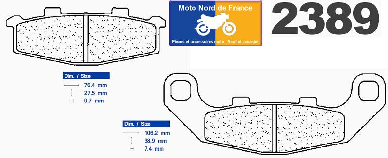 Plaquettes de frein arrière Carbone Lorraine type 2389 RX3