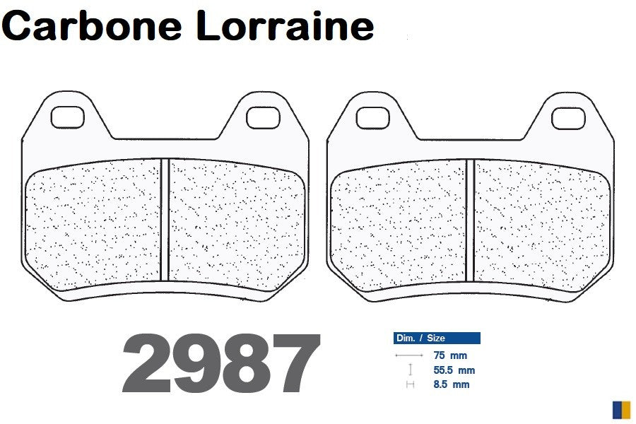 Plaquettes Carbone Lorraine de frein arrière type 2987 RX3