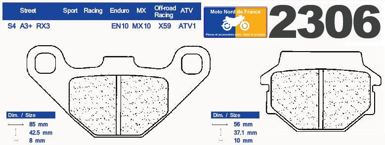 Plaquettes de frein Carbone Lorraine type 2306 A3+