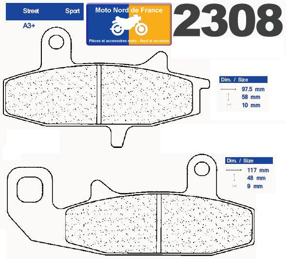 Plaquettes de frein Carbone Lorraine type 2308 A3+