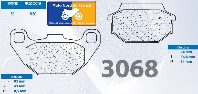 Plaquettes Carbone Lorraine de frein arrière - Kymco 50 Super 9 Liquide 2002+