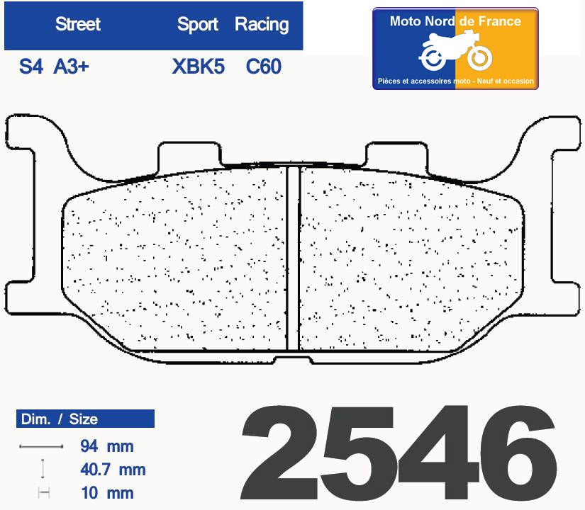Plaquettes de frein Carbone Lorraine type 2546 A3+