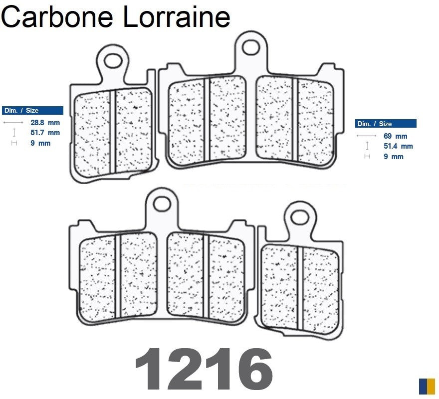 Plaquettes de frein Carbone Lorraine type 1216 XBK5