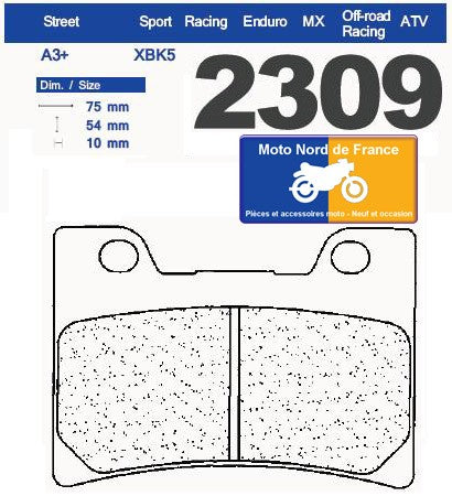 Plaquettes de frein Carbone Lorraine type 2309 XBK5
