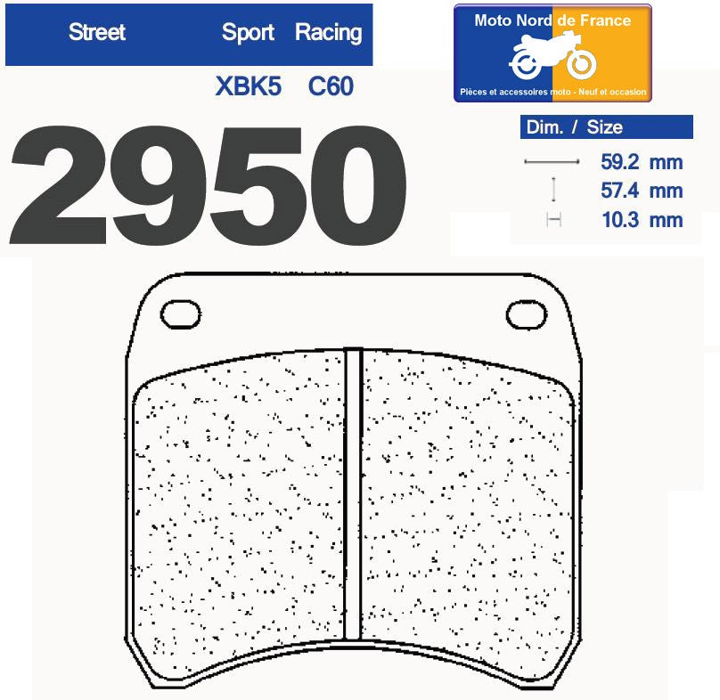 Plaquettes de frein Carbone Lorraine pour étrier de frein AP Racing CP2868