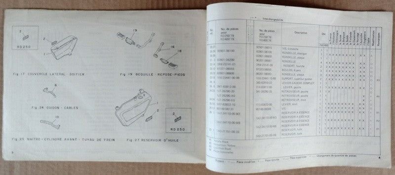 Complement parts list Yamaha 500 XS 1979 - ref.00078