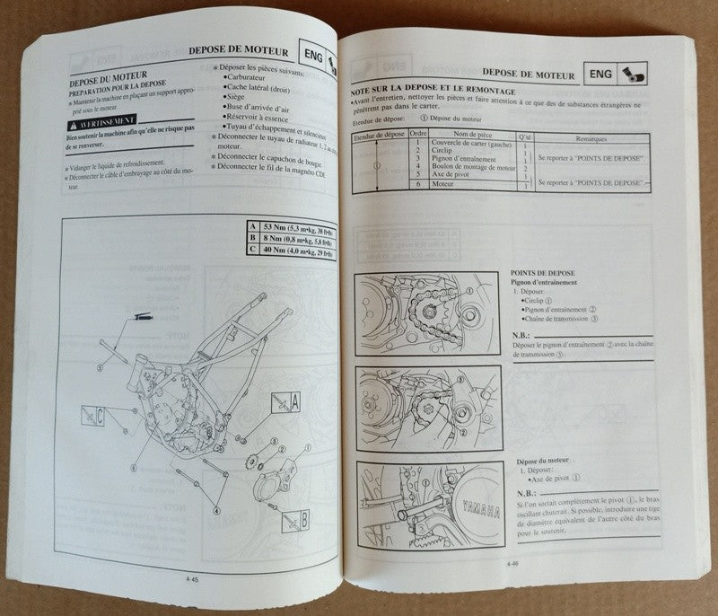 Manuel atelier Yamaha YZ80 (G)/LC LW(G) 1995 - ref.00165