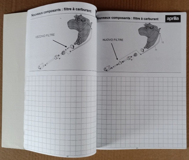 Cahier stage technique Aprilia SR 50 / Easy dashboard / SAS - ref.00222