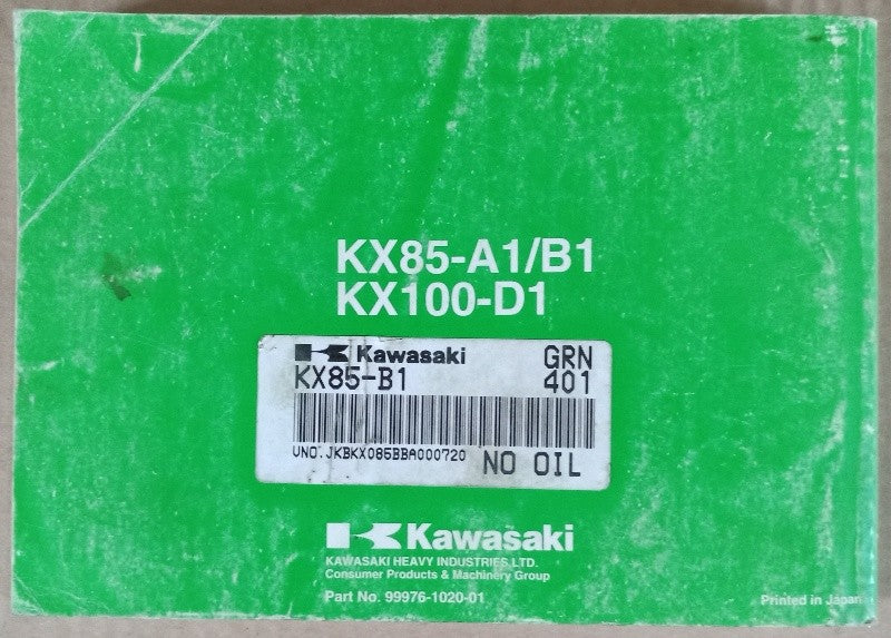 Manuel du propiétaire Kawasaki KX 85, KX 100 2001 - ref.00229