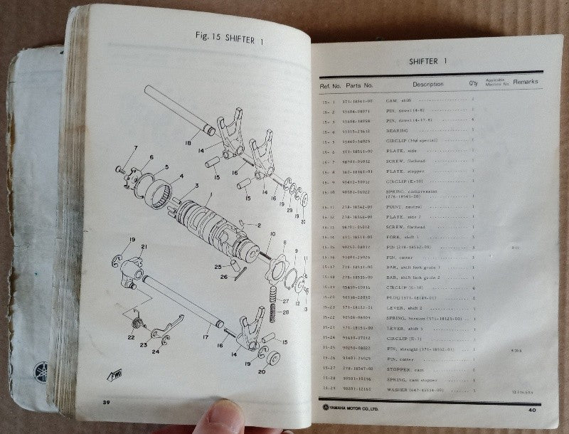 Parts list Yamaha 500 XS type 1H2 1976 - ref.00235