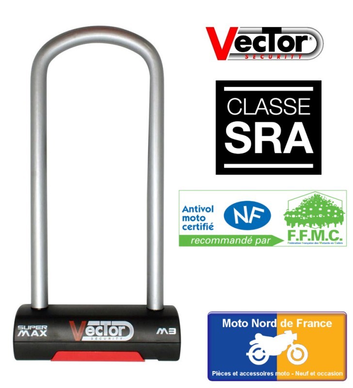Antivol U VECTOR Super Max M3 - SRA - 105x270 mm intérieur