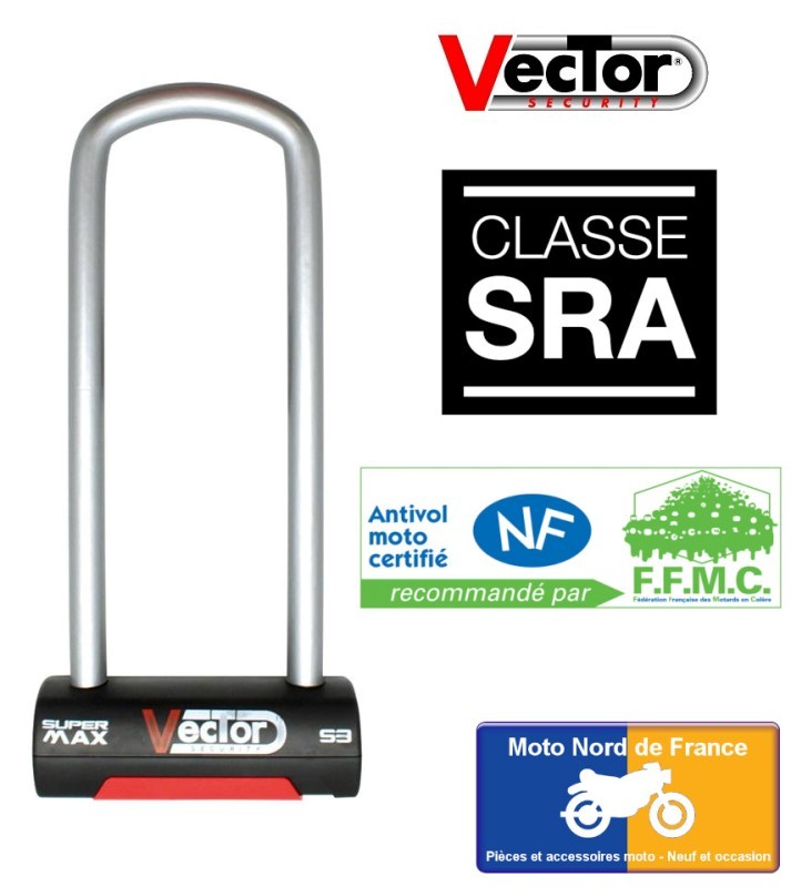 Antivol U VECTOR Super Max S3 - SRA - 85x270 mm intérieur