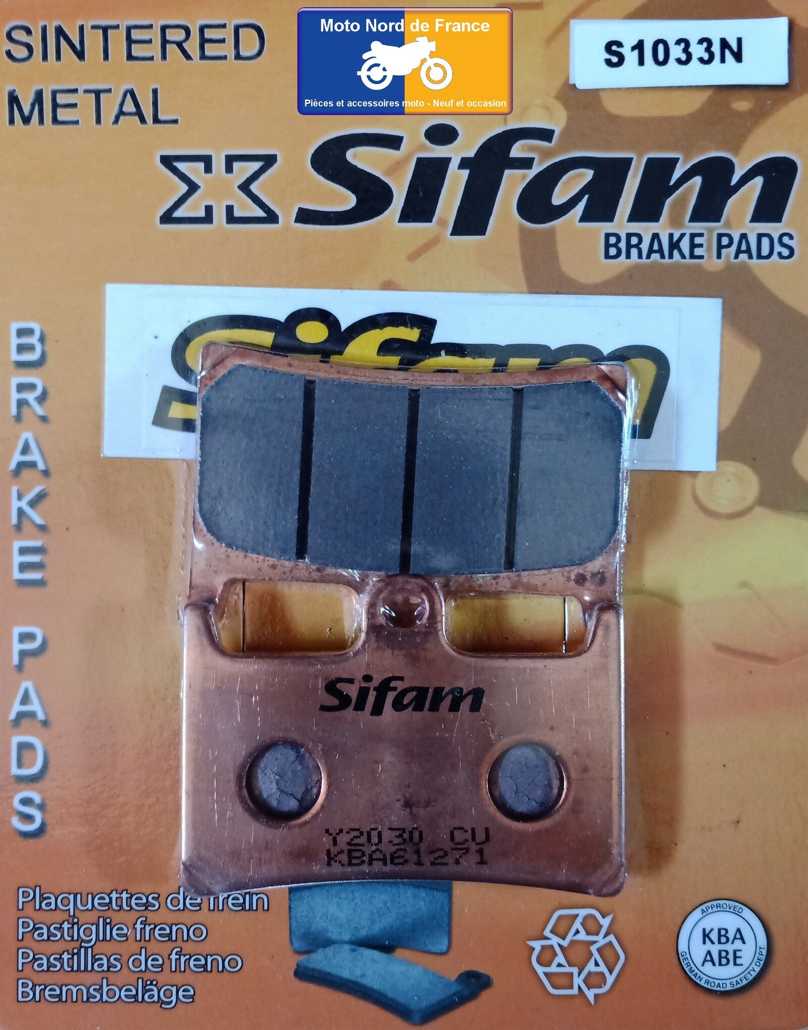 Plaquettes de frein Sifam métal-fritté type S1033N