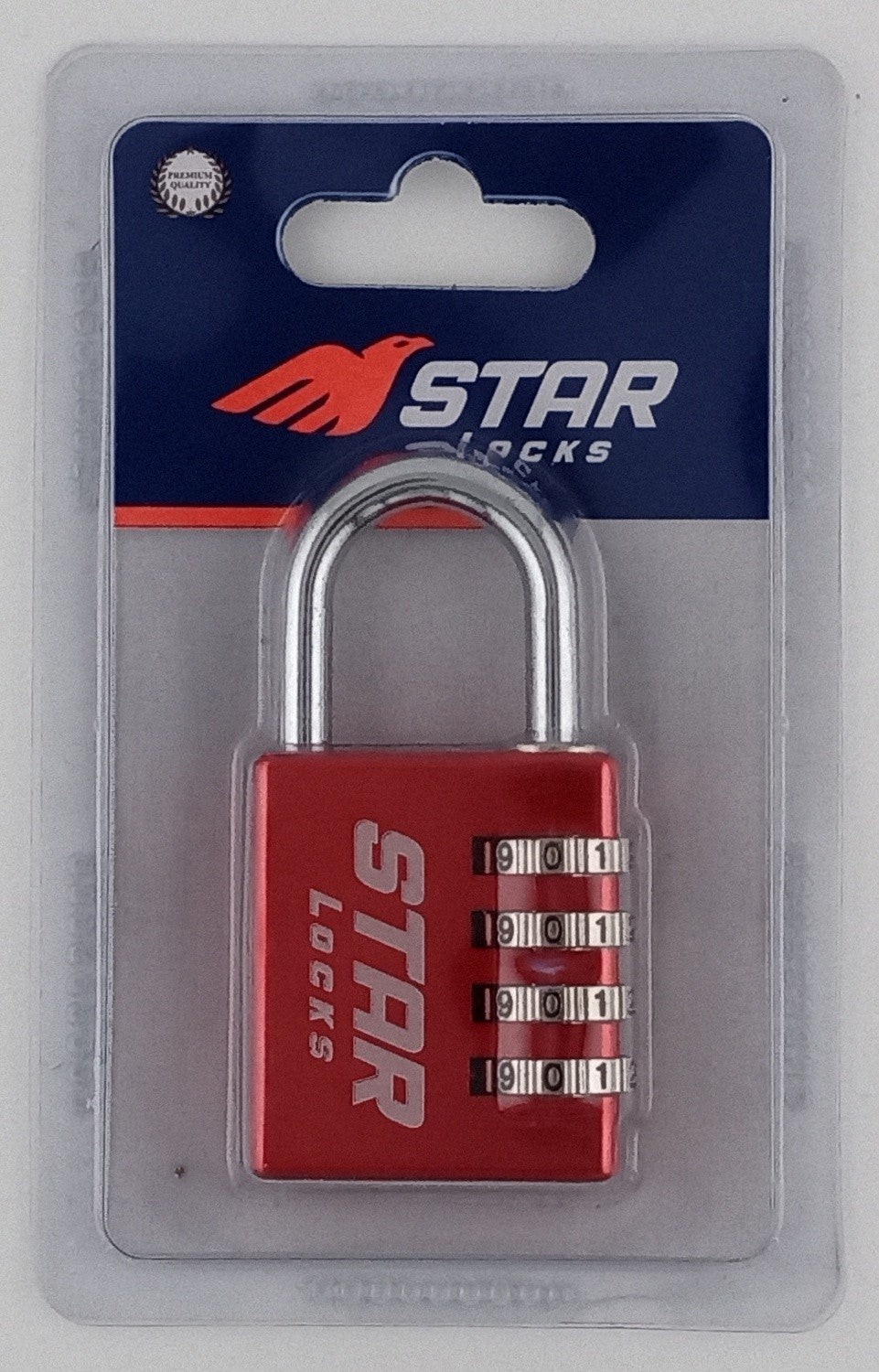 Cadenas à combinaison Star Locks - 4 chiffres - 26x78 mm - rouge