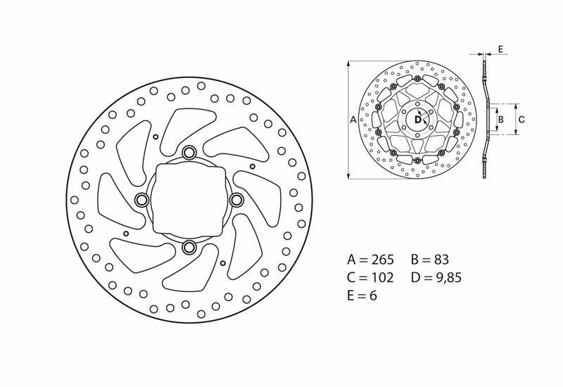 Disque de frein BREMBO Serie Oro rond fixe - ref 68B407H2