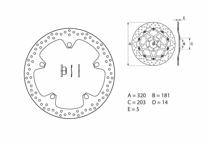 Disque de frein BREMBO Serie Oro rond fixe - ref 168B407D7