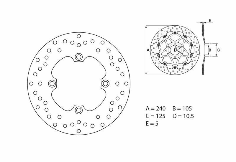 Disque de frein BREMBO Serie Oro rond fixe - ref 68B40780