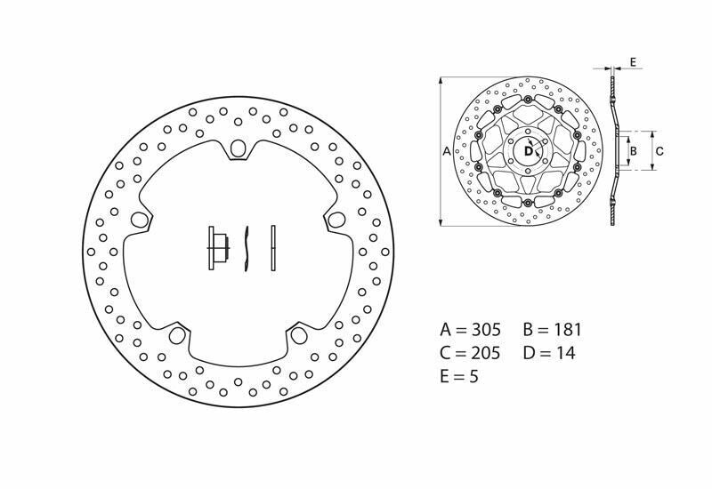 Disque de frein BREMBO Serie Oro rond fixe - ref 168B407D6