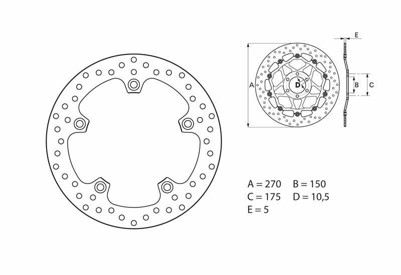 Disque de frein BREMBO Serie Oro rond fixe - ref 68B407G0