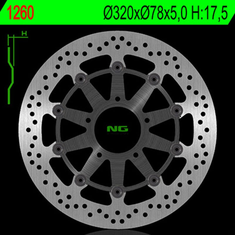 Disque de frein NG BRAKES rond flottant - ref 1260G