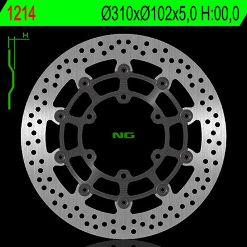 Disque de frein NG BRAKES rond flottant (centre en acier) - ref 1214