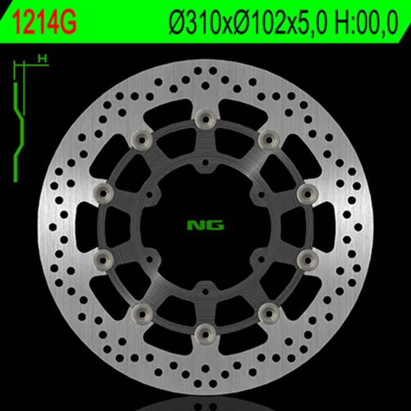 Disque de frein NG BRAKES rond flottant (centre en aluminium) - ref 1214G