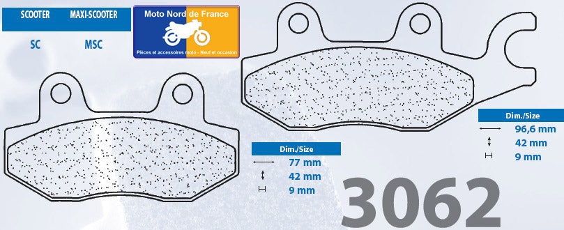 Plaquettes Carbone Lorraine de frein avant - Kymco 150 Dink 1999+