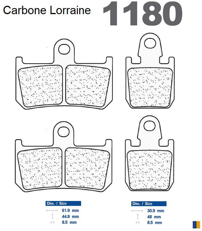 Plaquettes de frein racing Carbone Lorraine type 1180 C60