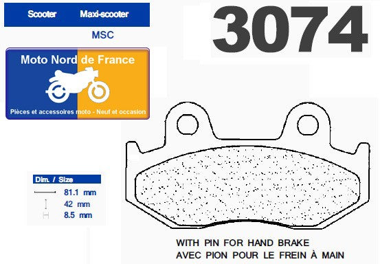 Plaquettes de frein Carbone Lorraine type 3074 MSC