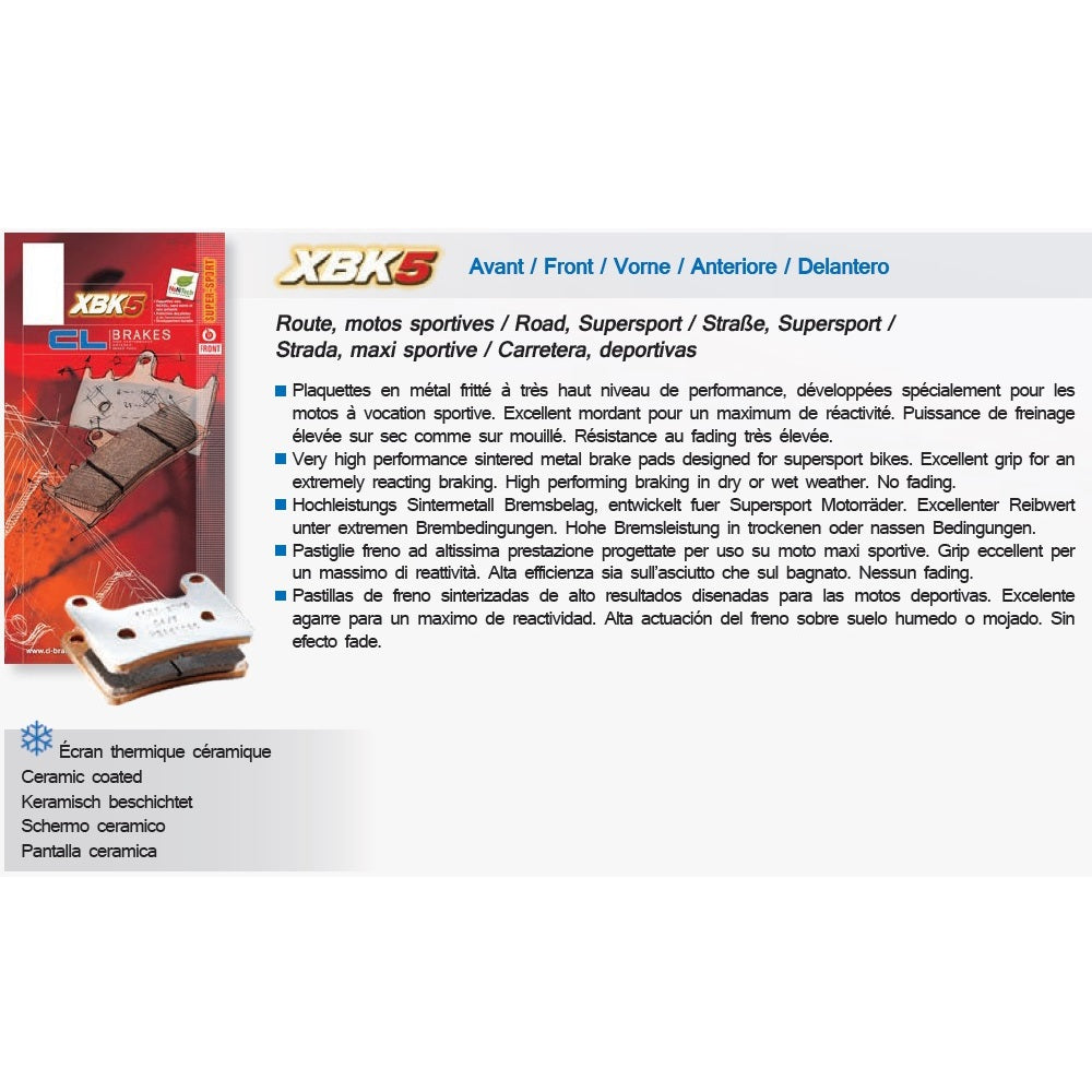 Plaquettes de frein avant Carbone Lorraine type 1185 XBK5